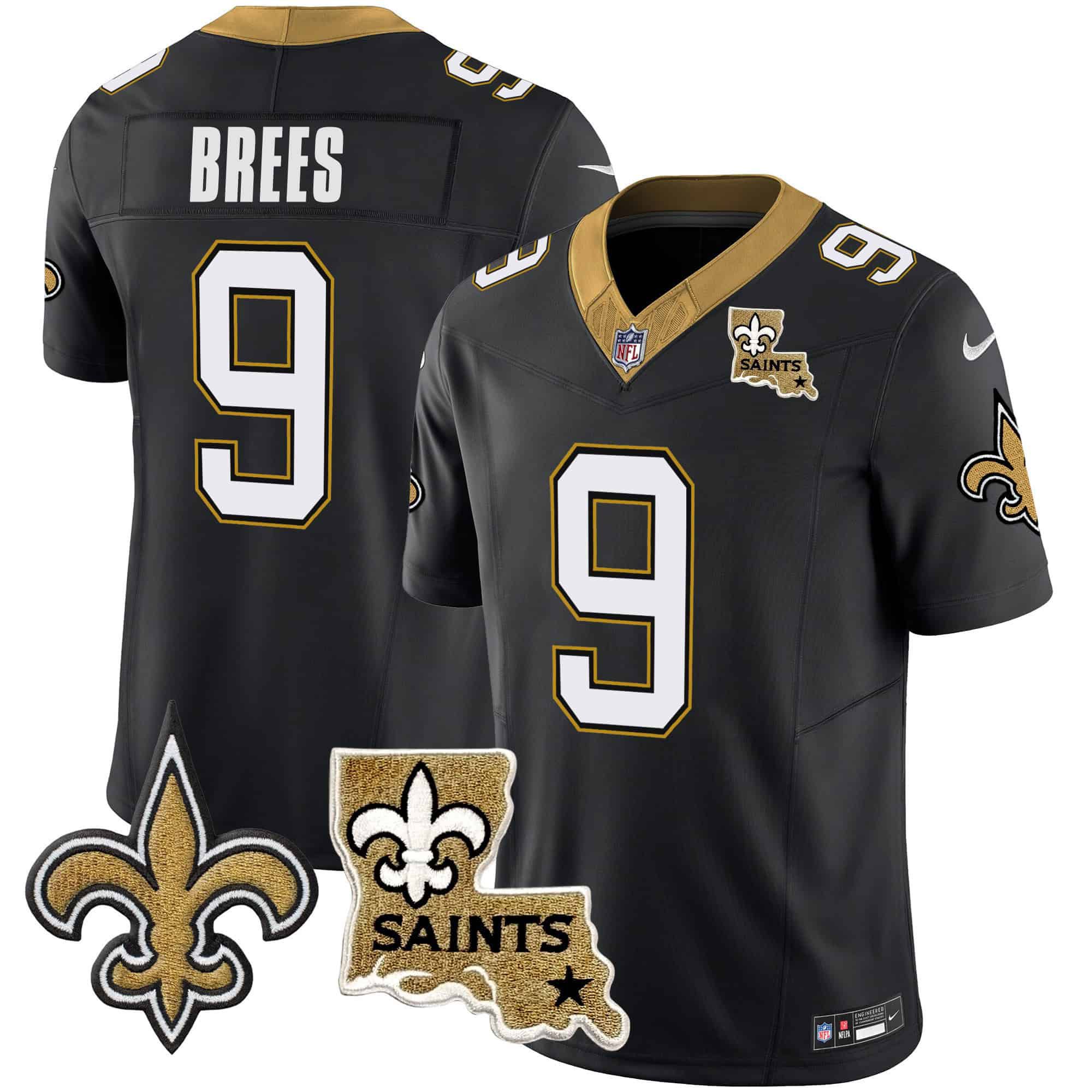 Men New Orleans Saints #9 Brees Black 2024 Nike Vapor Limited NFL Jersey style 1